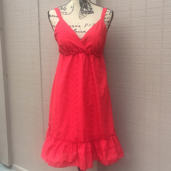 Sz 4 Believe Petite Red Eyelet Lace Dress - Picture 1 of 7